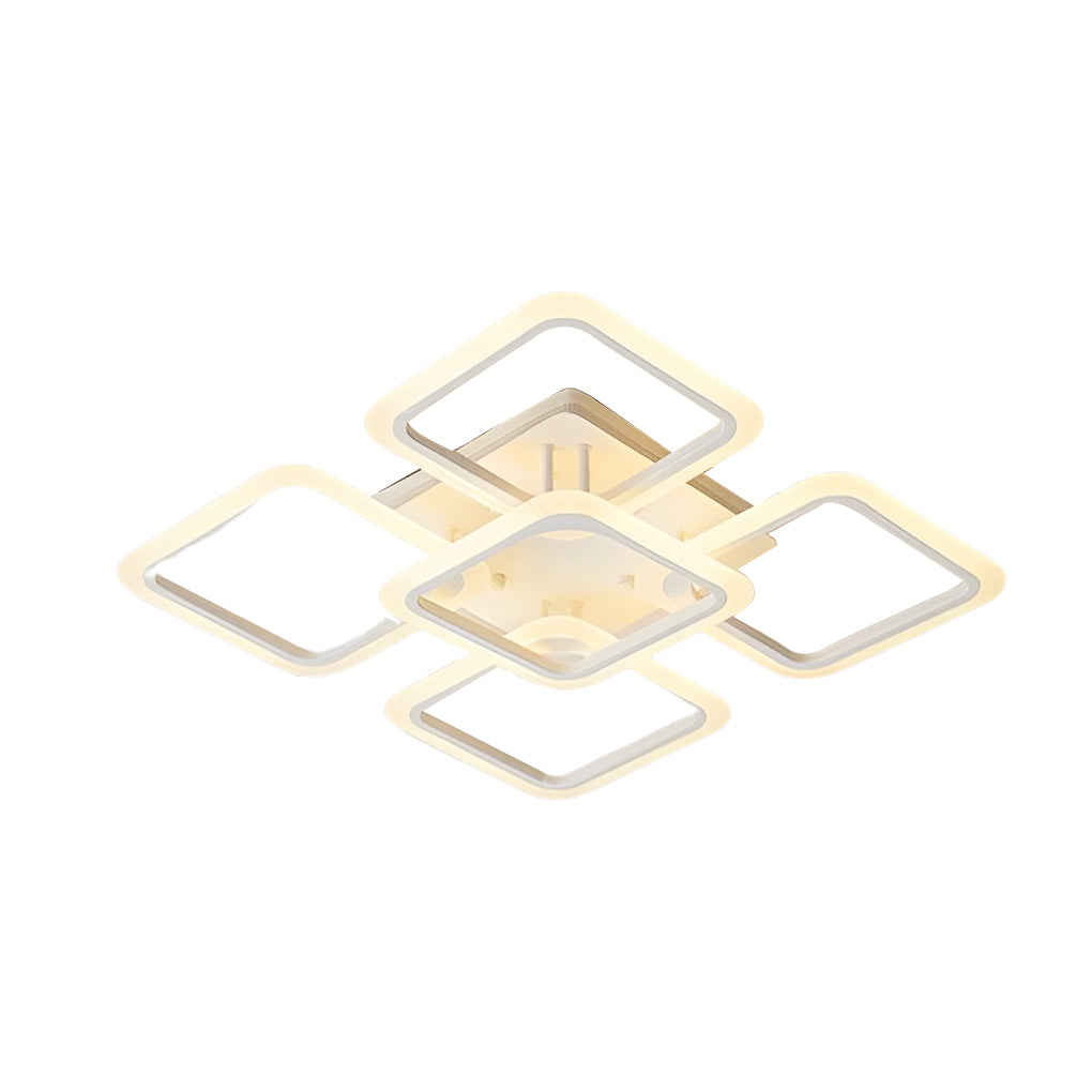 Modern Square LED Semi-Flush Mount — Iron and Acrylic, 5- or 8-Light, Remote Control, Stepless Dimming, 3000K–6000K