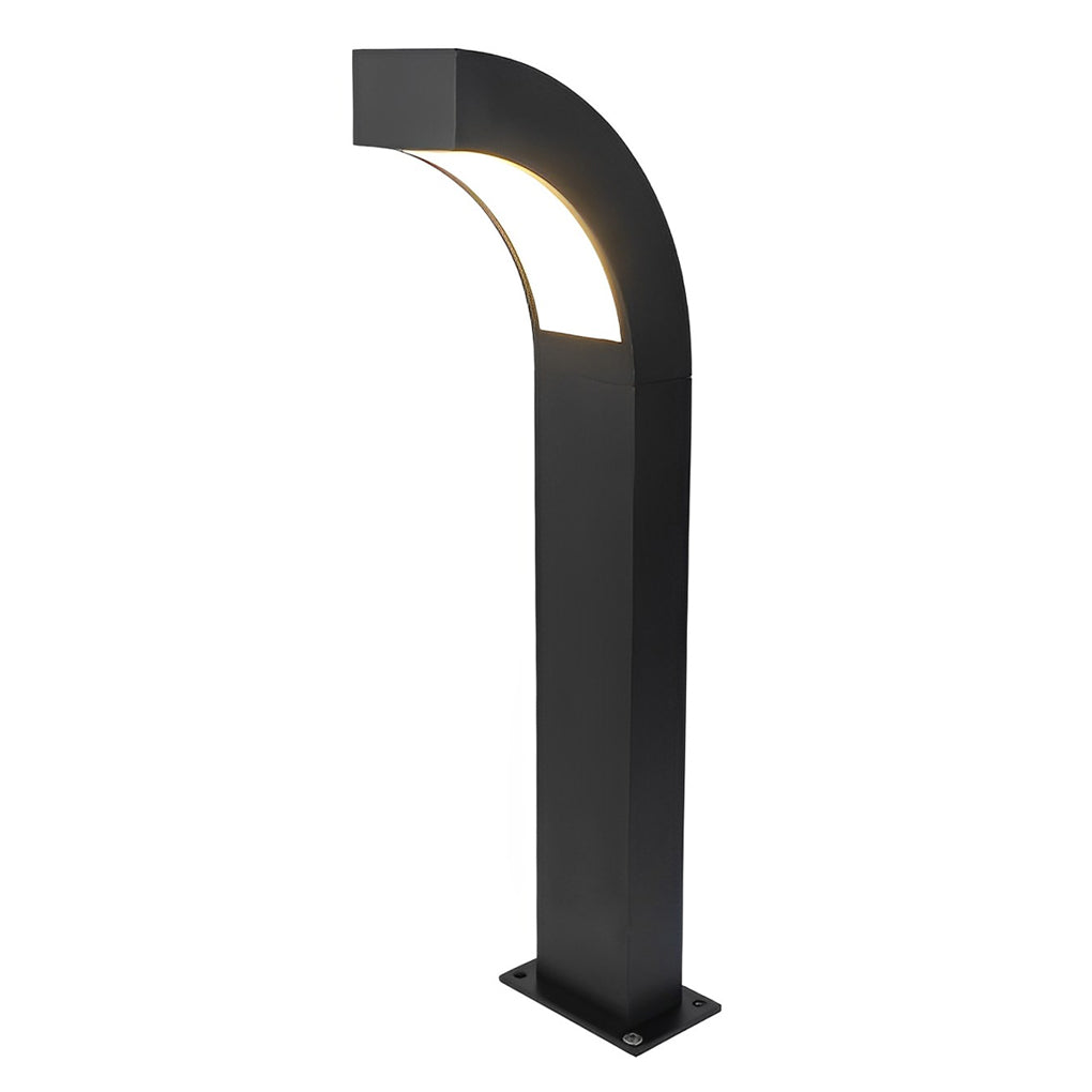 Minimalist Curved Bollard Path Light — Black Die-Cast Aluminum, 24", LED 3000K, IP65 Weatherproof