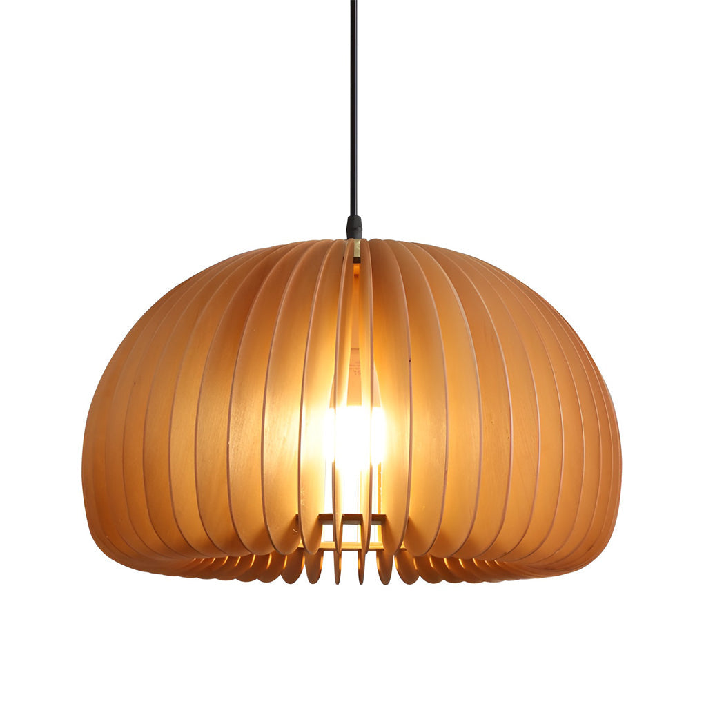 Pumpkin-Shape Pendant Light — Basswood and Copper, Retro, E27, 7" to 20" Diameter