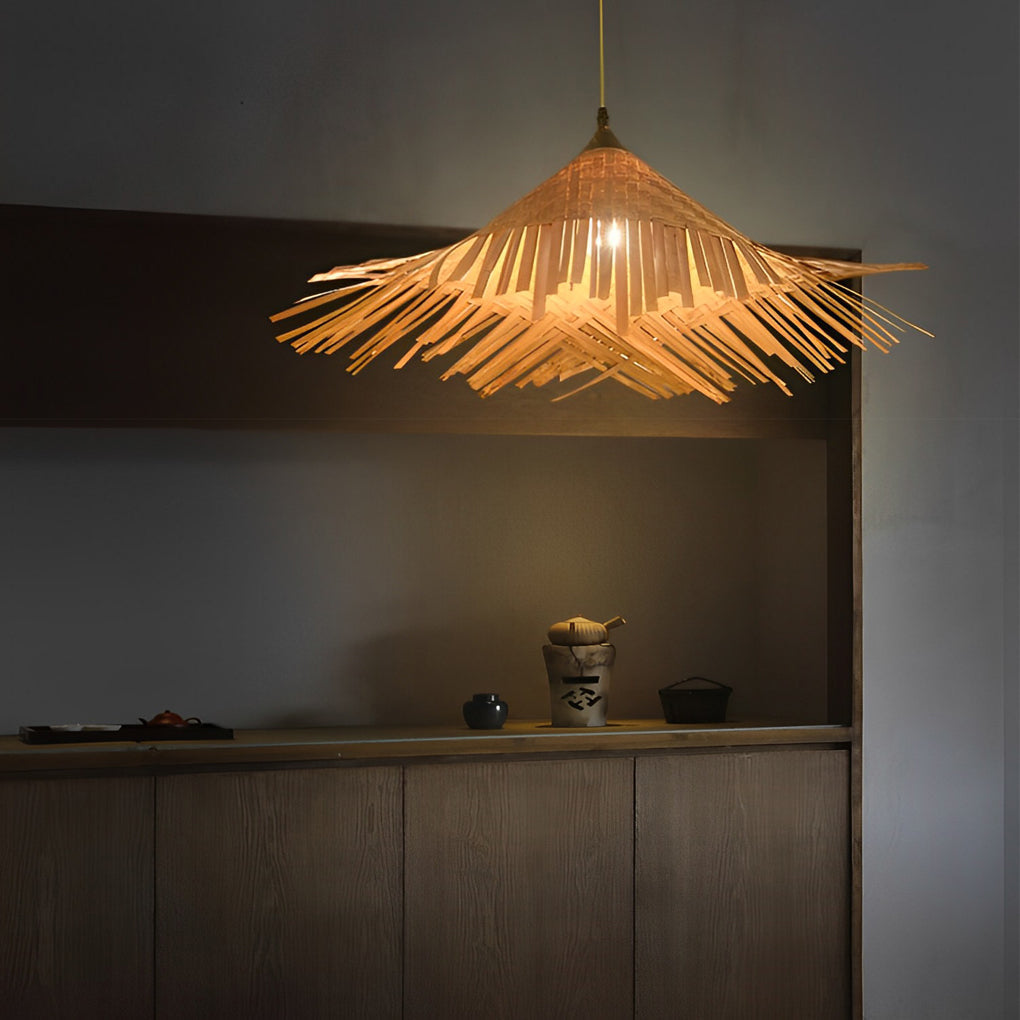Caribbean Bamboo Woven Pendant Light — Burlywood, 28" Diameter, E26/E27, 21W–30W