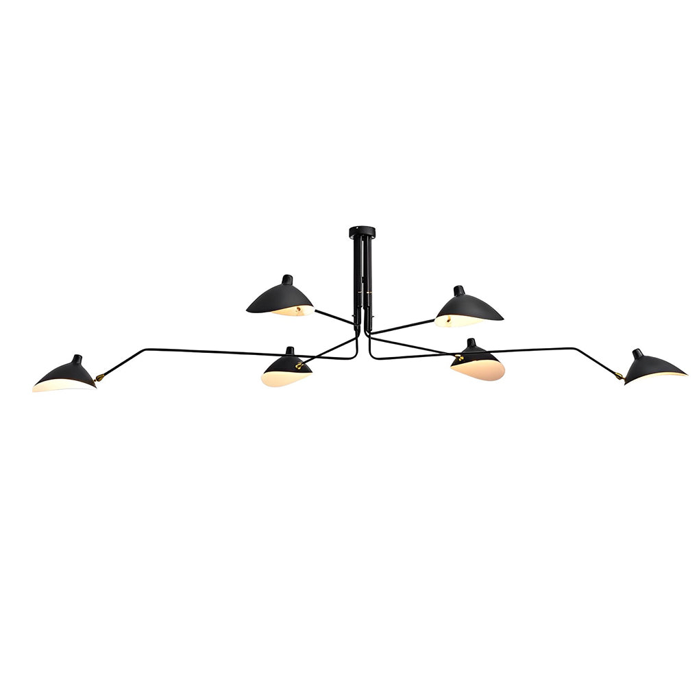 Duckbill Shade Modern Chandelier — Black Copper, 360° Rotating Adjustable Arms, E27 60W, 3000K, 3-Light / 6-Light