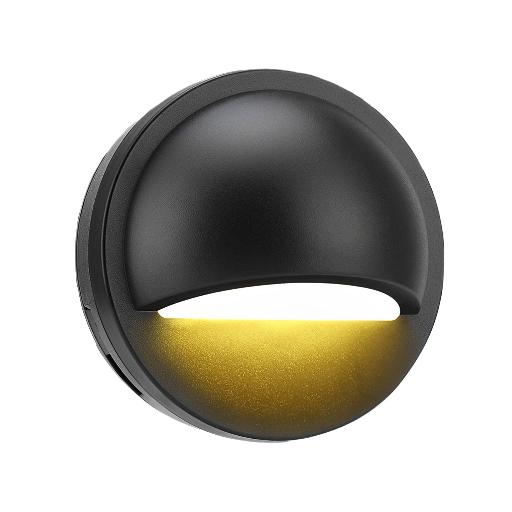 Half-Moon LED Step & Deck Light — Aluminum, Downward, 12–36V Low Voltage, IP67 Weatherproof, 3.7" Diameter
