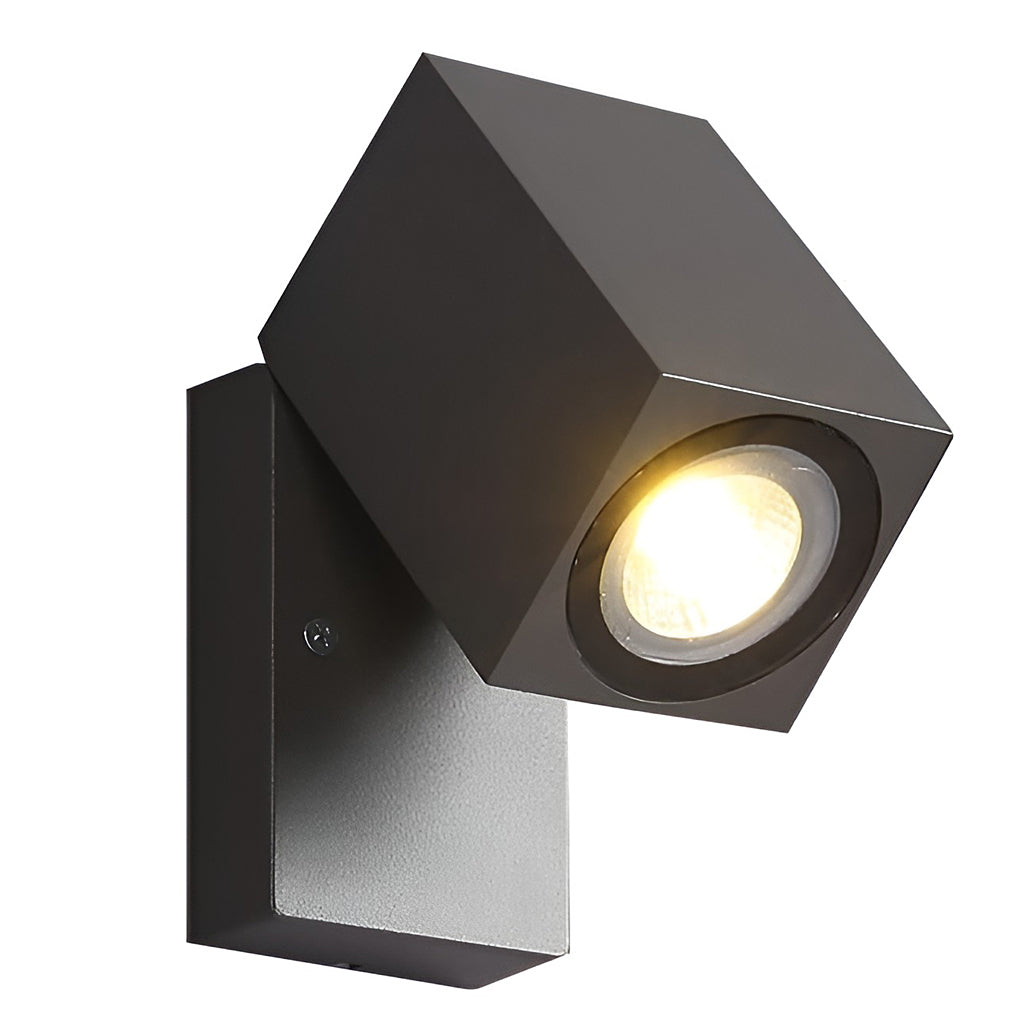 Square Adjustable Outdoor Wall Sconce — Black Aluminum, 5W COB LED, Motion Sensor, IP65, 3000K / 6000K
