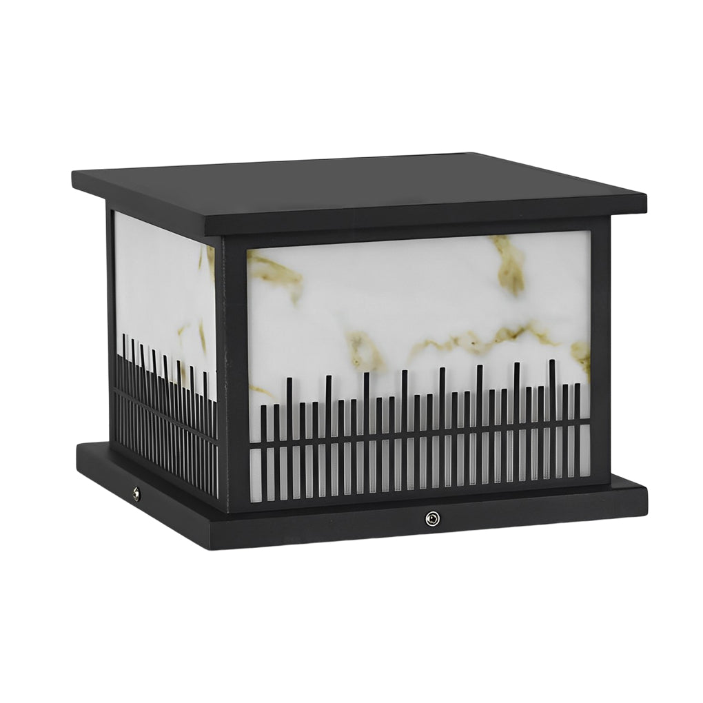 Black Retro Square Solar Fence Post Lights with 3-Step Dimming and Waterproof Design