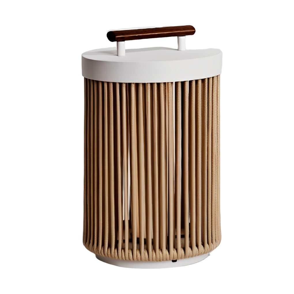 Handmade Rattan Portable Outdoor Lantern — Stainless Steel, Solar / Hardwired, IP54, E27, 3000K Warm White