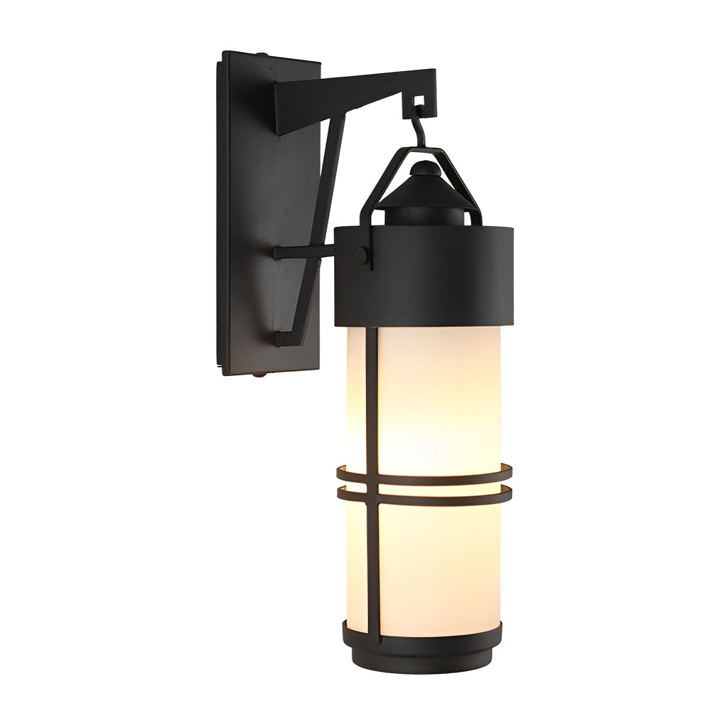 Country Retro Outdoor Wall Sconce — Black Iron and Glass, Waterproof Lantern-Style