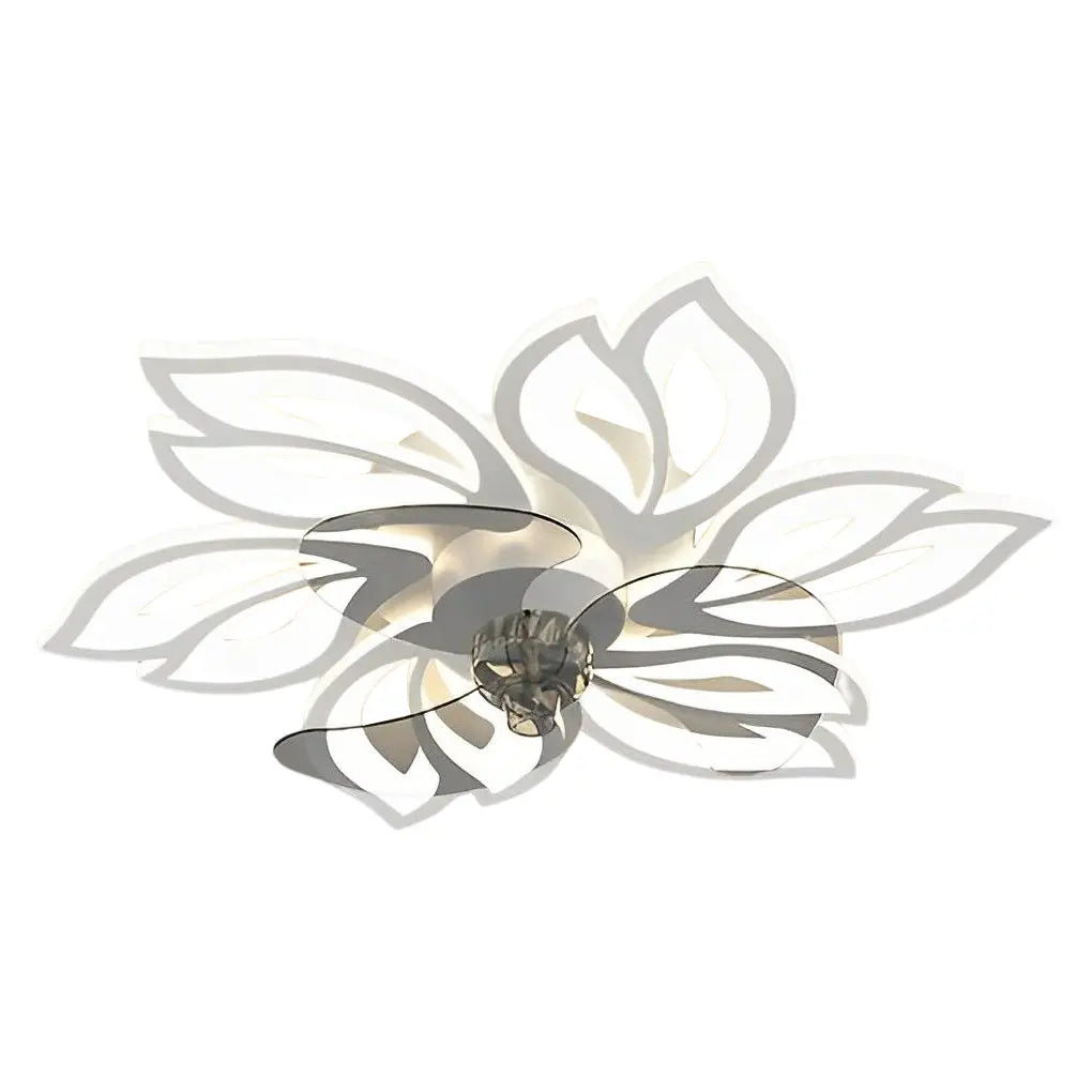 Modern Ceiling Fan Light with Flower Smart Silent Stepless Dimming LED Luxe