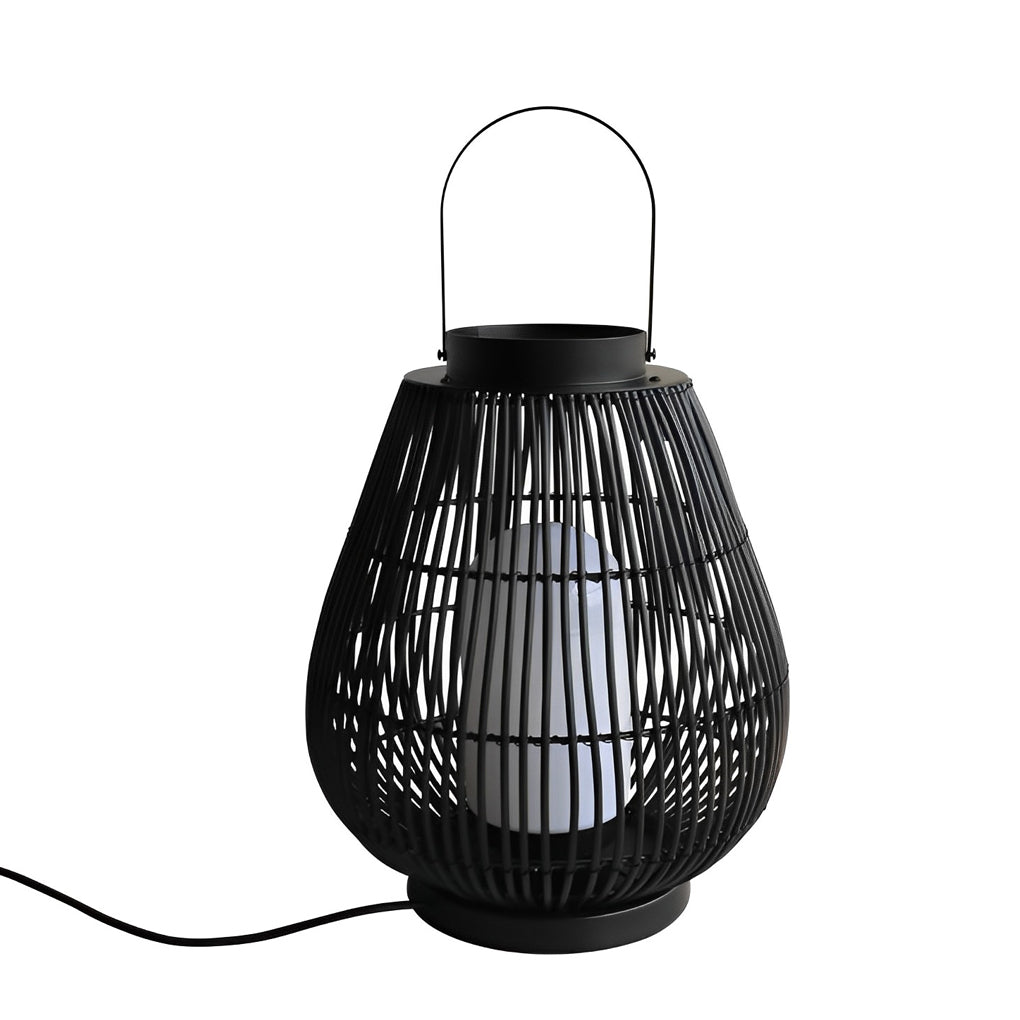 Woven Portable Outdoor Lantern — Black Iron, E27, 13" × 16"