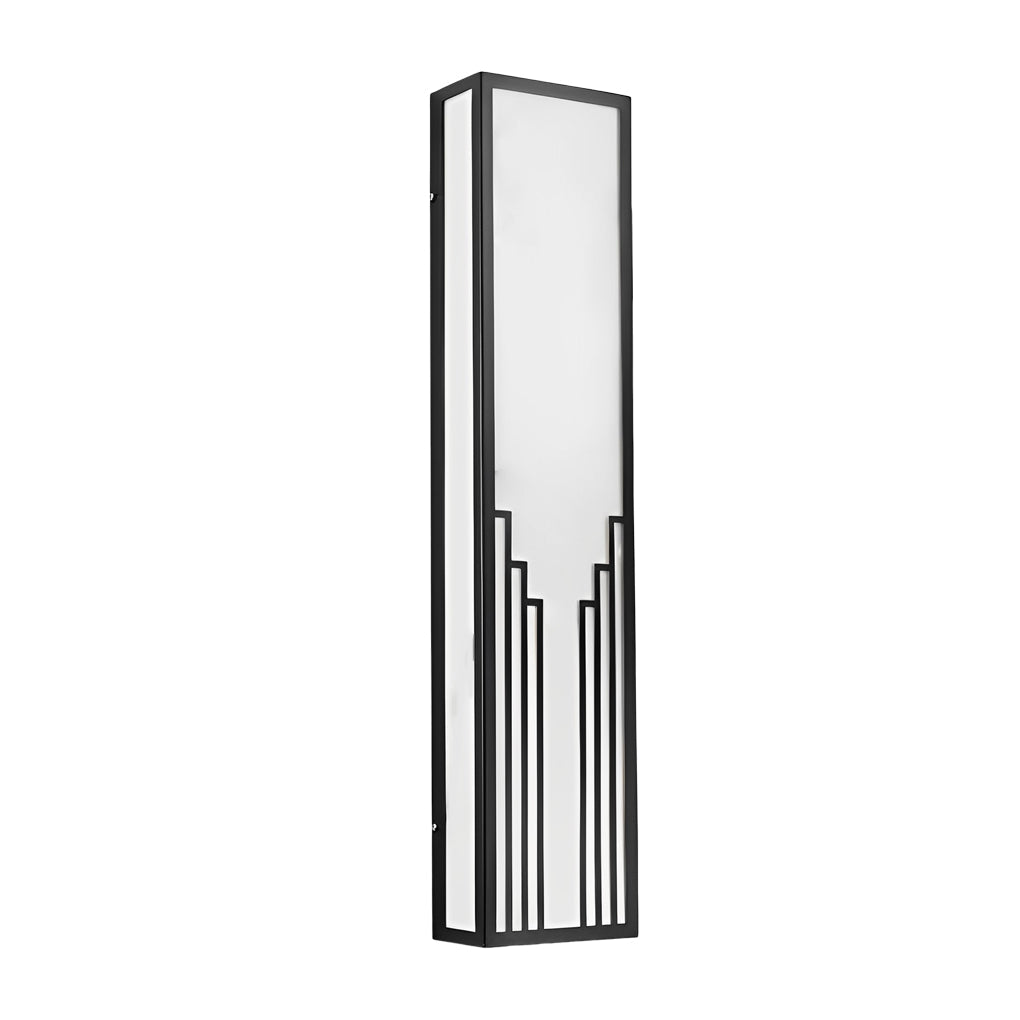 Modern Rectangular Outdoor Wall Sconce — Black Stainless Steel & Resin, LED, IP65, 12W–28W