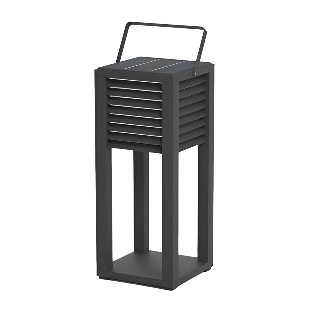 Modern Black Square Solar Outdoor Lantern — Stainless Steel & PC, Portable LED, IP65 Weatherproof