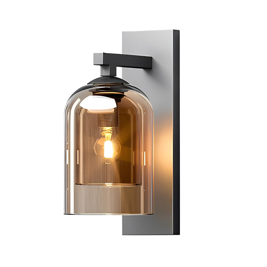 Minimalist Double-Layer Glass Wall Sconce — Iron, E27, 6" × 13", Warm White 3000K