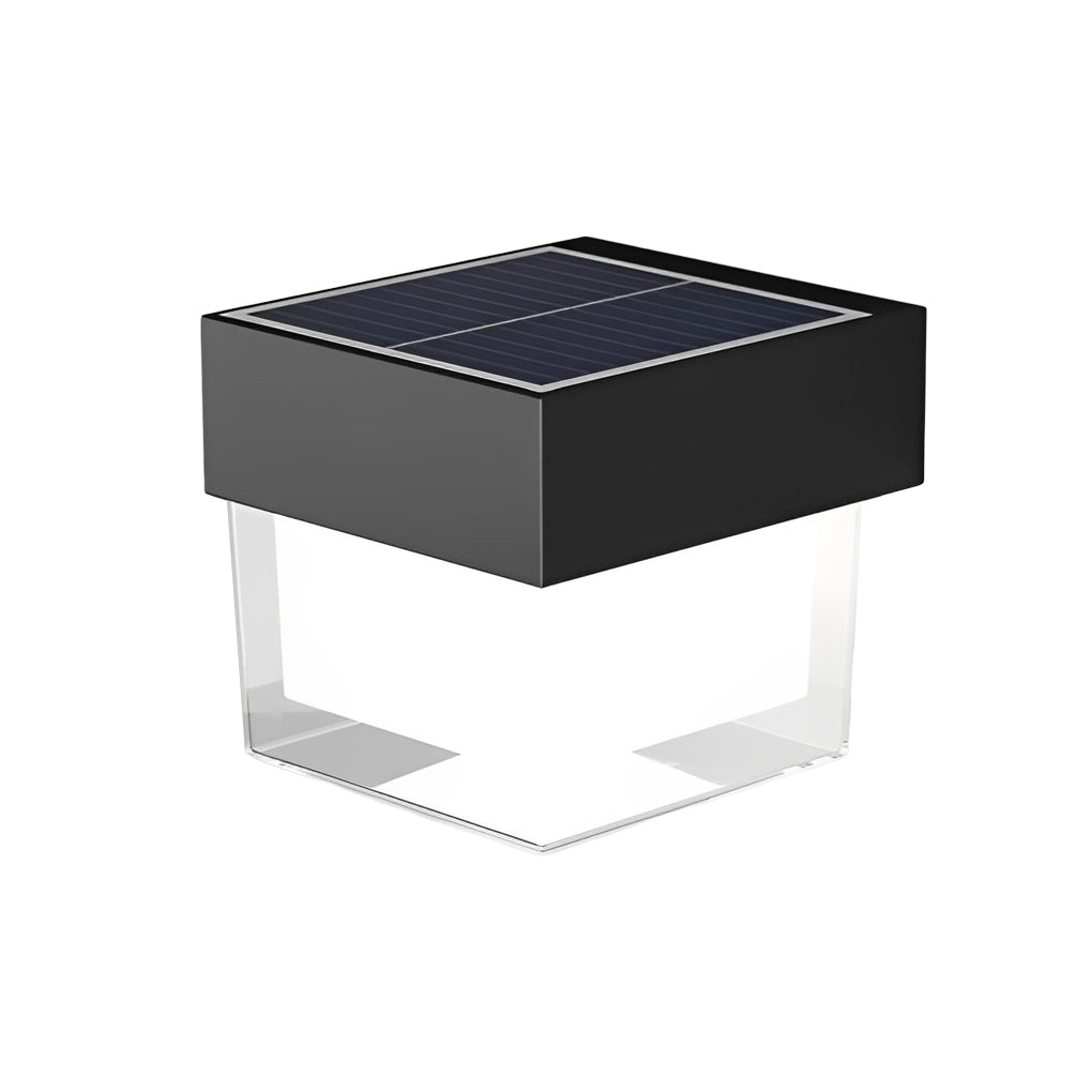 Minimalist Solar Outdoor Wall Sconce — Black Iron, LED Weatherproof, Square or Round