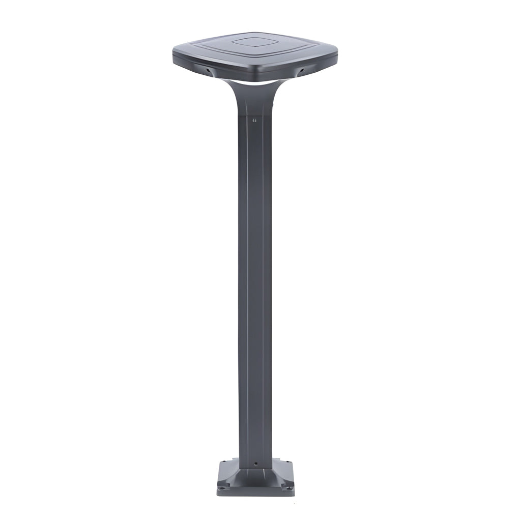 Square LED Bollard Path Light — Die-Cast Aluminum, 4-Light, Solar / Hardwired, IP65 Waterproof, 3000K / 6000K, 16"–39" Heights