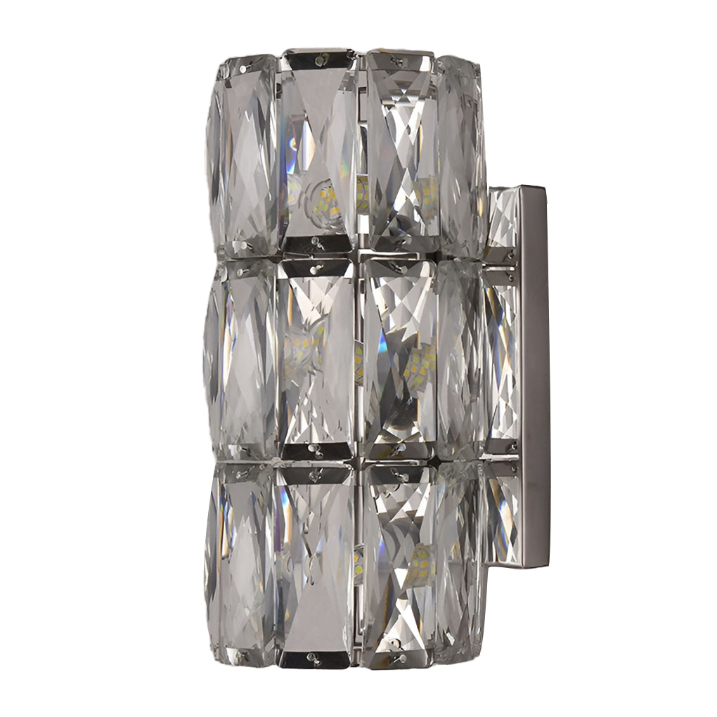 Cylindrical Crystal Wall Sconce — Stainless Steel, G9 Hardwired, Three-Step Dimming, 3-Light / 4-Light / 6-Light