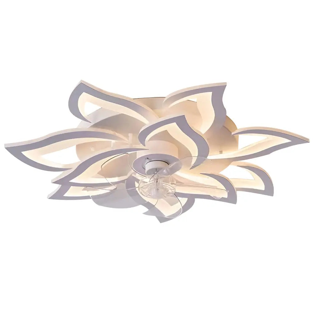 Nordic Ceiling Fan Lights with Creative Flower-Shaped Design and Three-Step Dimming LED Luxe