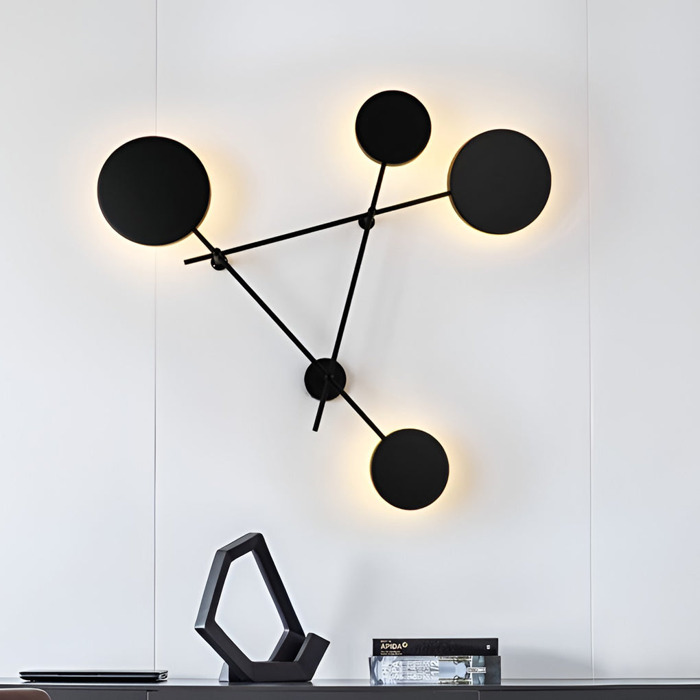 Geometric Round LED Wall Sconce — Iron and Acrylic, 42" x 33", 3000K Warm White