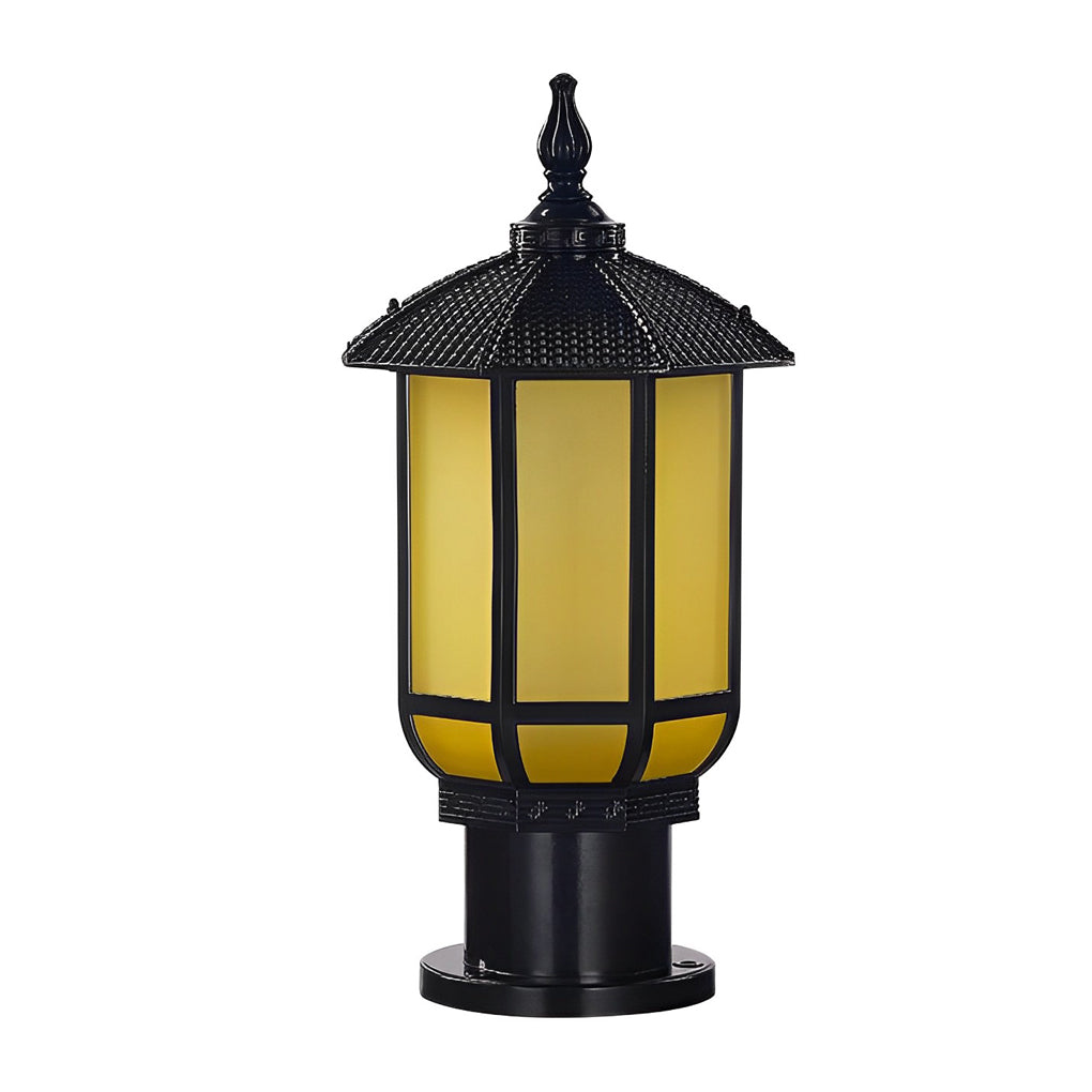 Retro Outdoor Fence Post Light — Black Aluminum & Tempered Glass, 12W LED, 3-Step Dimming (3000K/4500K/6000K), IP55