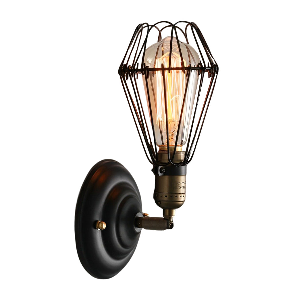 Adjustable Industrial Retro Wall Sconce — Black Iron, E27, Up/Down Directional, 7" × 11"