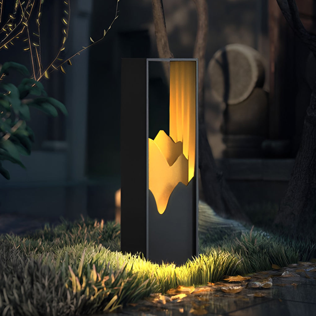Mountain Scenery Outdoor Bollard Path Light — Stainless Steel & PC, LED 3000K, IP54, Hardwired or Solar, 26"/71"/110"