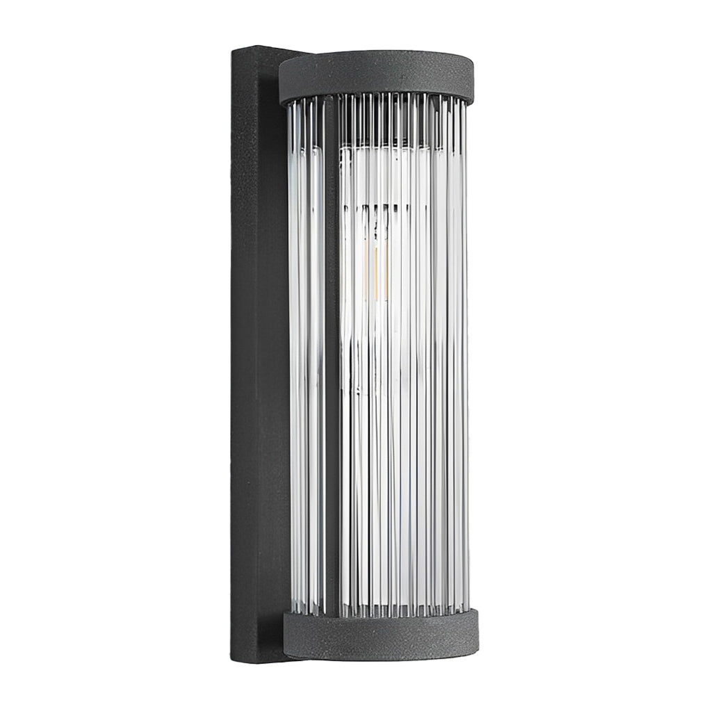 Modern Black Solar / Hardwired Outdoor Wall Sconce — Stainless Steel and Glass, LED, IP54 Weatherproof