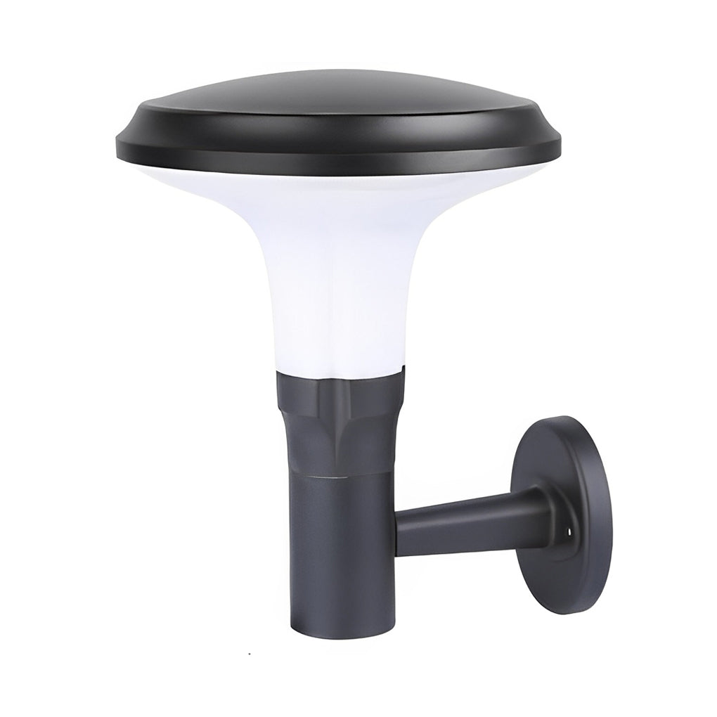Modern Black Round Flower Solar Outdoor Wall Sconce — Aluminum, E27, IP65 Weatherproof, 10" Diameter