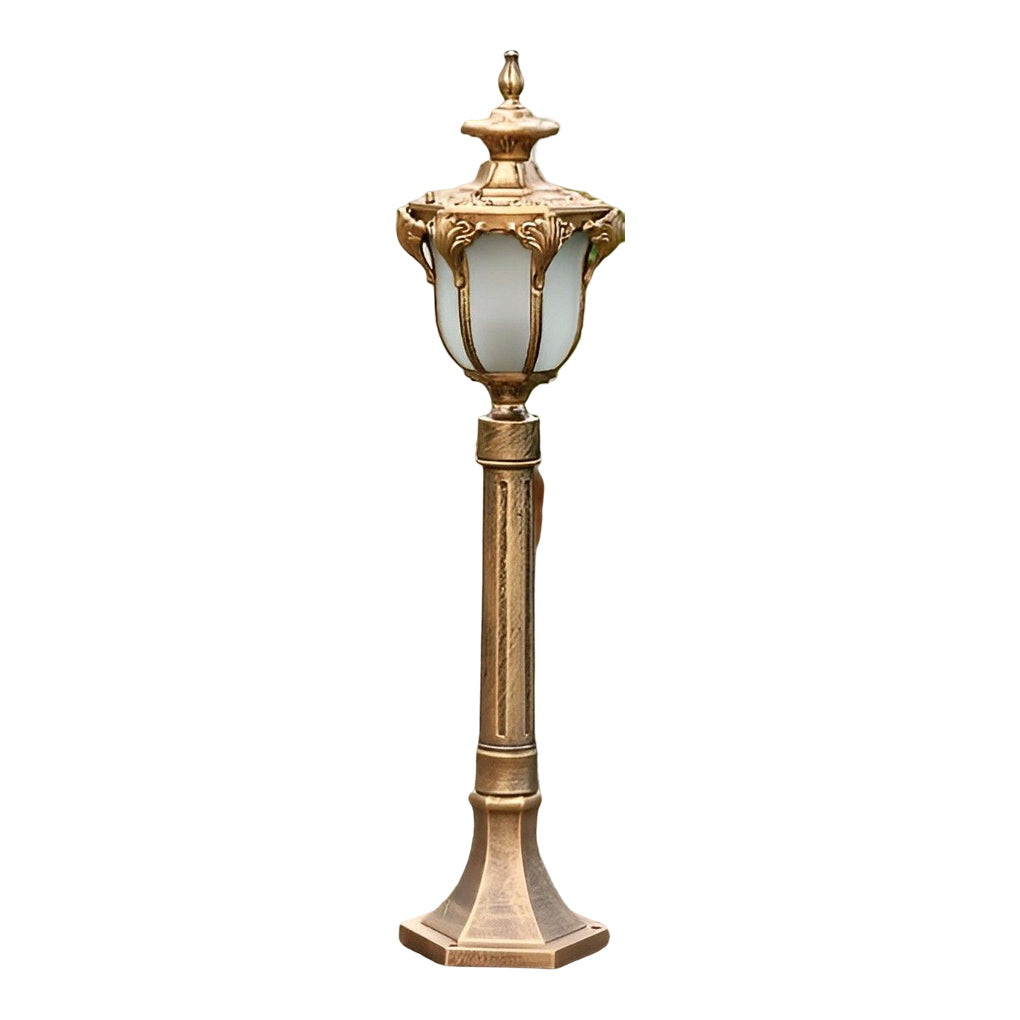 Traditional European-Style Outdoor Post Light — Die-Cast Aluminum and Glass, E27, IP65 Weatherproof, 31" Height