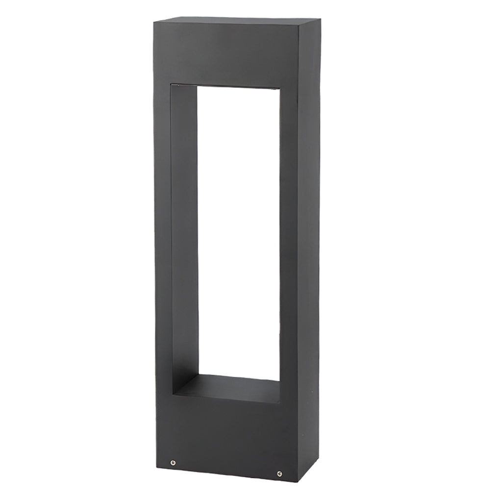Rectangular Slim LED Bollard Light — Black Aluminum, 10W Hardwired, IP54, Warm or Cool White