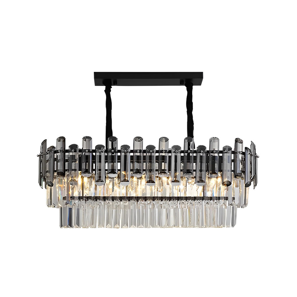 Postmodern Rectangular Crystal Chandelier — Iron and Crystal, Three-Step Dimming LED, E14, 3000K/4500K/6000K