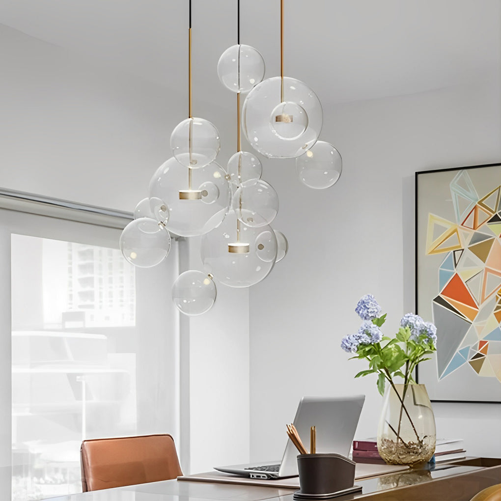 Globe Bubble Glass Multi-Light Pendant — Aluminum, LED, 1-, 3-, 4-, or 6-Light