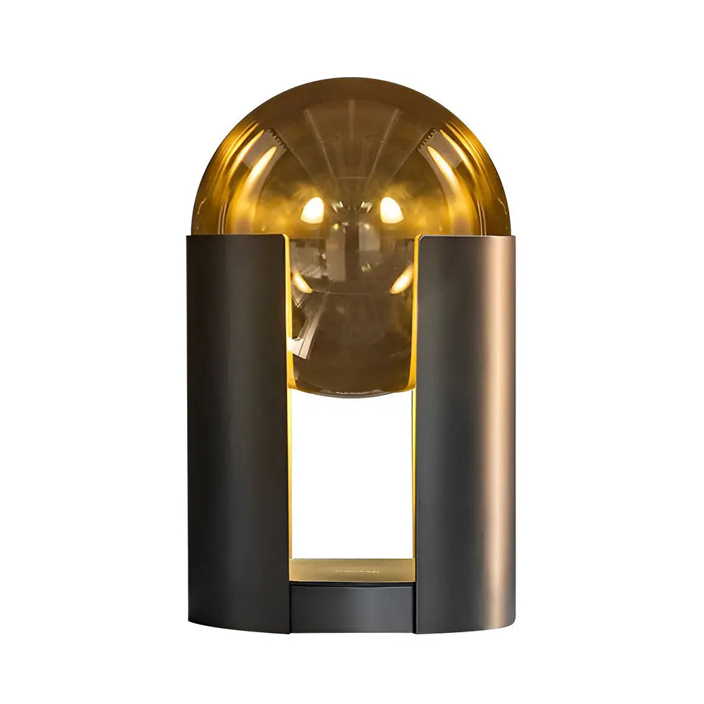 9.8-Inch Amber Glass Ball Shade with Black Softwing Lamp Luxe