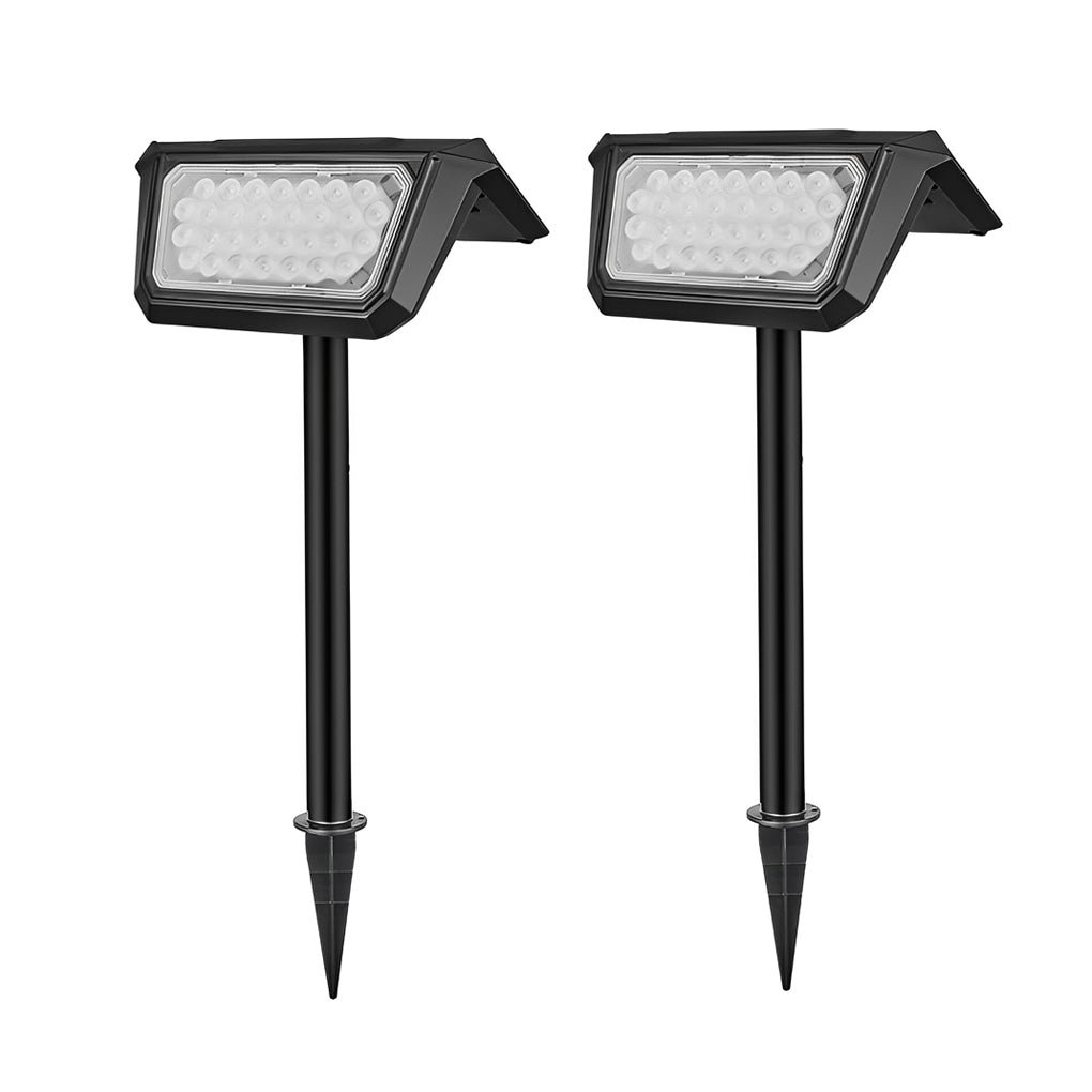 Black Solar Outdoor Flood Lights, Set of 2 — LED, IP65, Dual Color Temp (3200K/6500K), Auto Day/Night