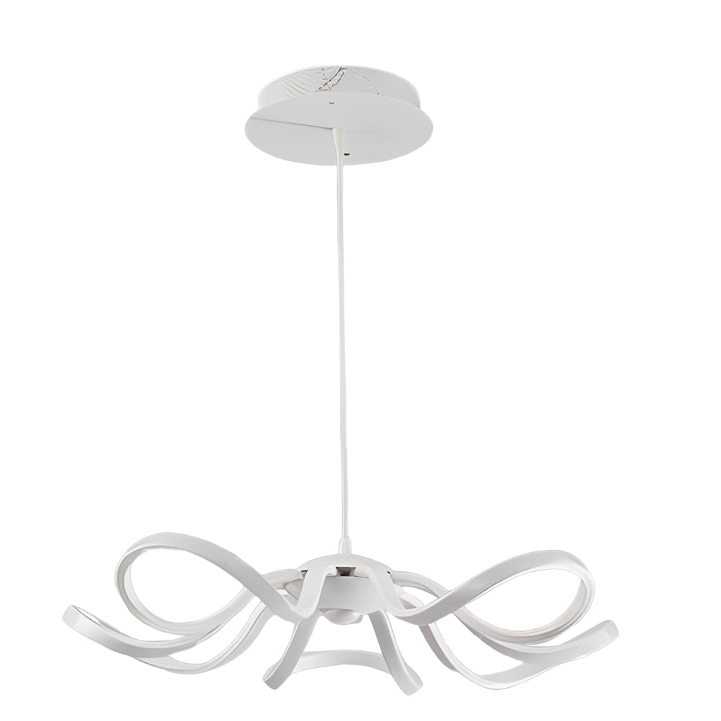 Curved Flower Petal Modern Chandelier — Aluminum & Acrylic, 22", 56W/60W LED, Stepless Dimming, White