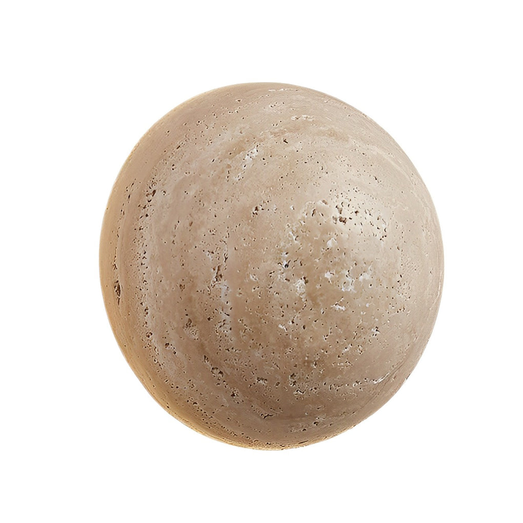 Round Travertine Stone LED Wall Sconce — Japandi Minimalist, 15W Warm White (3000K), 6" Diffused