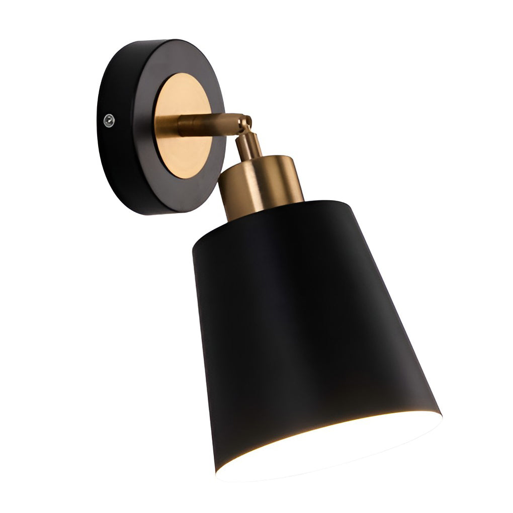 Adjustable Black and Gold Wall Sconce — Iron, LED 12W, 3-Step Dimming (3000K/4500K/6000K), E27, 180° Tilt / 350° Swivel