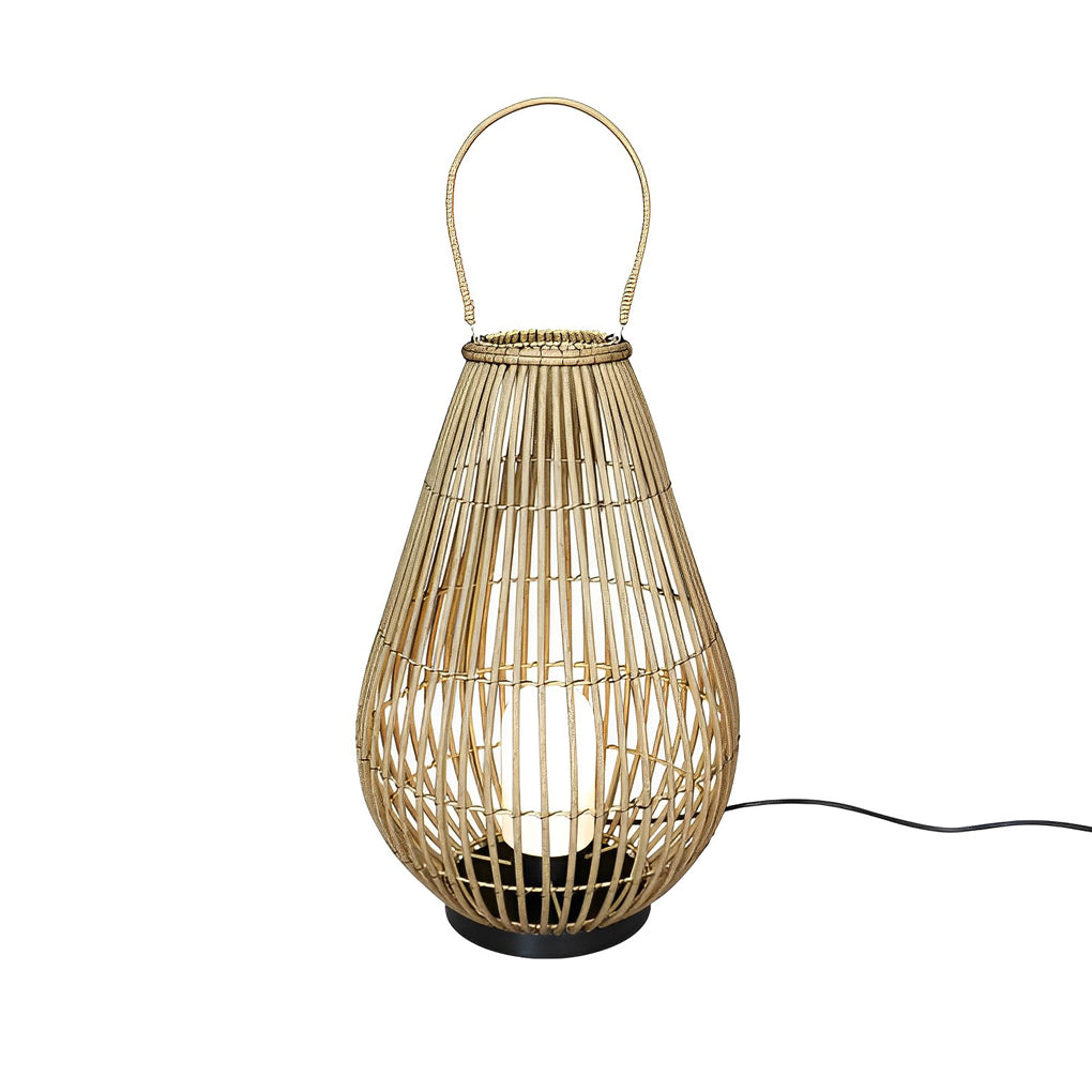 Modern Retro Portable Outdoor Lantern — Hand-Woven Rattan and Iron, E27, 13.8" × 20.9", Waterproof