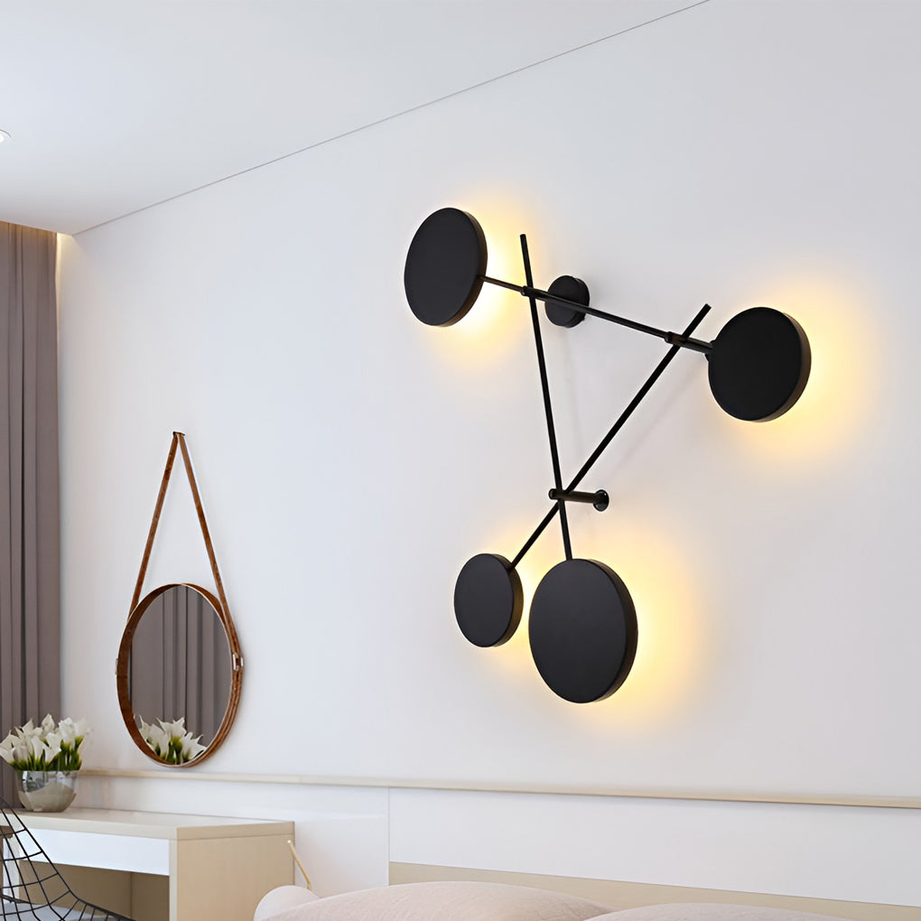 Geometric Round LED Wall Sconce — Iron and Acrylic, 42" x 33", 3000K Warm White