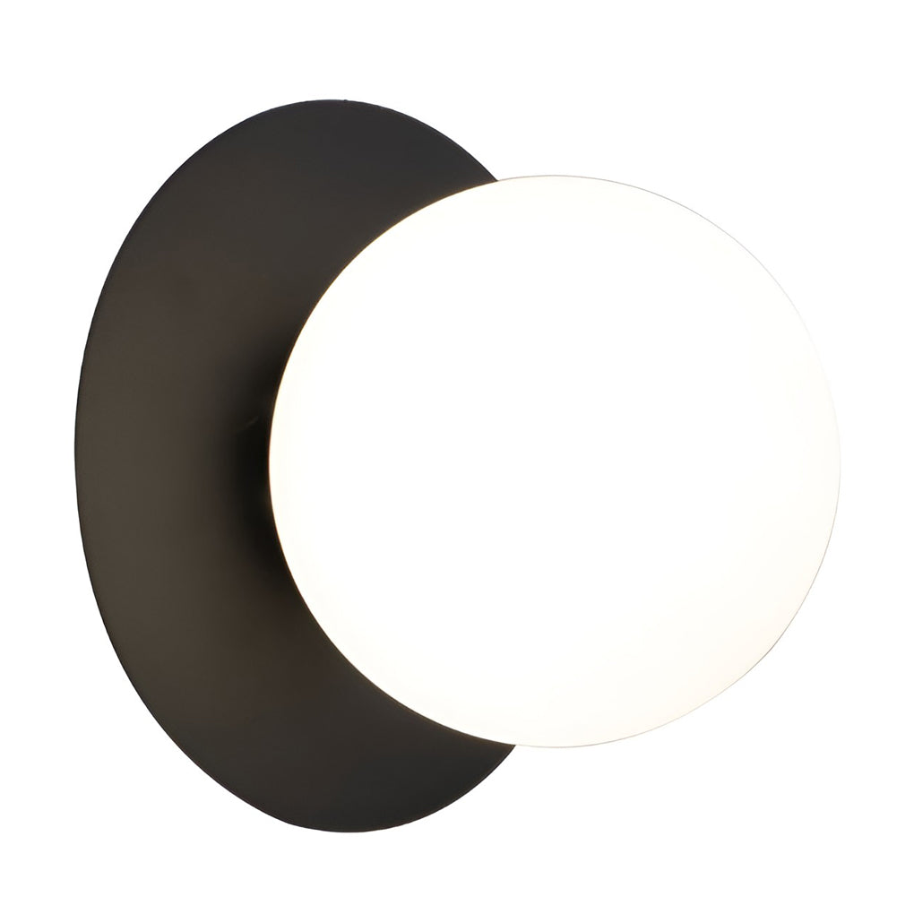 Modern Round Glass Ball Wall Sconce — Iron, 12W LED, 8" Diameter, Black or Gold