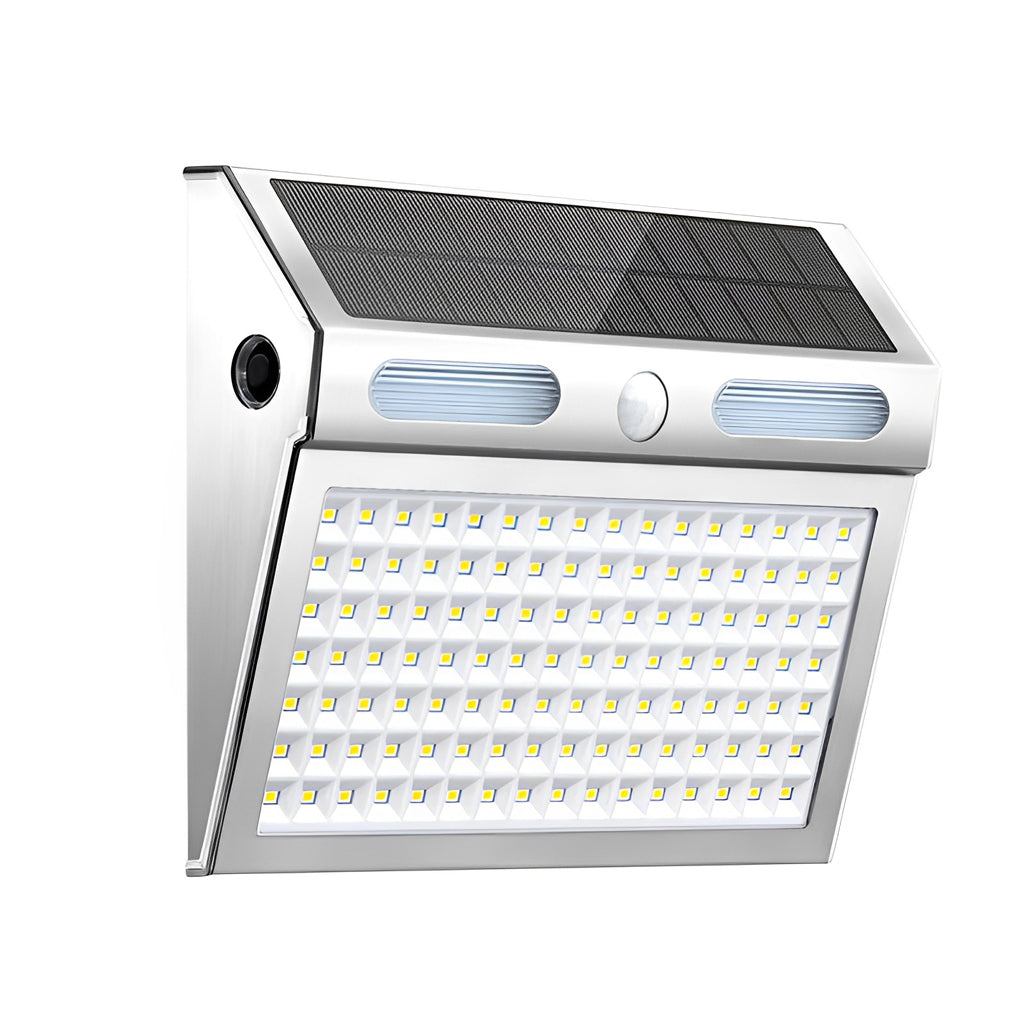 Rectangular Solar Outdoor Wall Sconce — Stainless Steel, LED, Motion Sensor, IP65, 4-Mode, 6500K