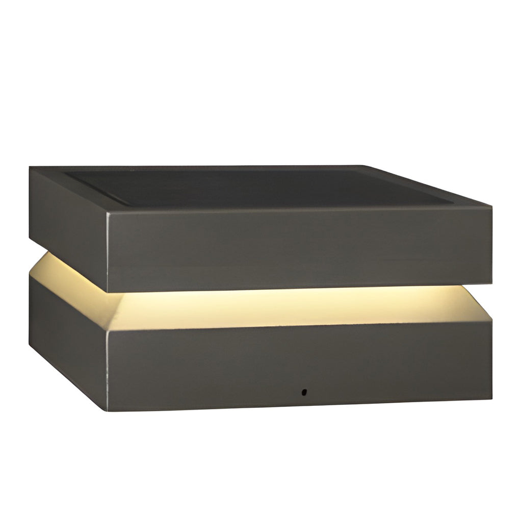 Modern Square LED Post Cap Pillar Light — Black Stainless Steel, 16W, Solar / Hardwired, IP65, 3000K