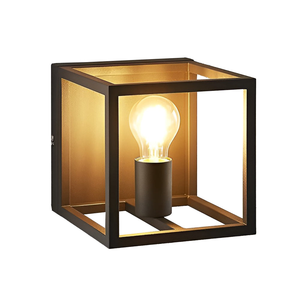 Modern Square Frame Wall Sconce — Iron, E27 40W, Black or White