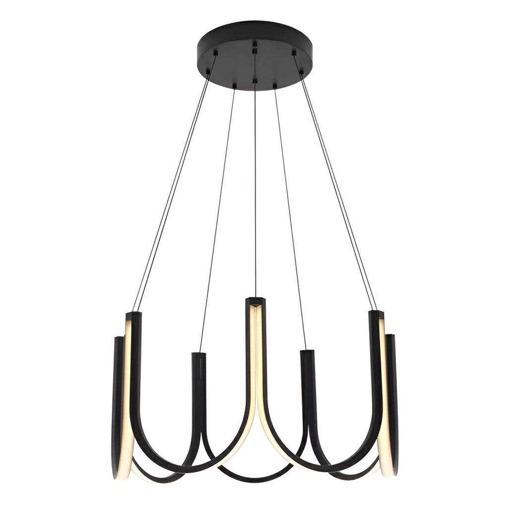 Minimalist Modern Chandelier — Aluminum, 98W LED, 3-Step Dimming (3000K/4500K/6000K), 24" Diameter