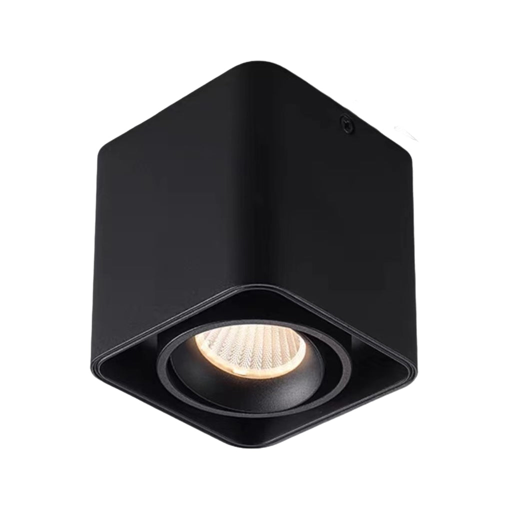 Square Adjustable Surface-Mount Spotlight — Iron, Three-Step Dimming LED, 360° Rotation, 1- or 2-Light
