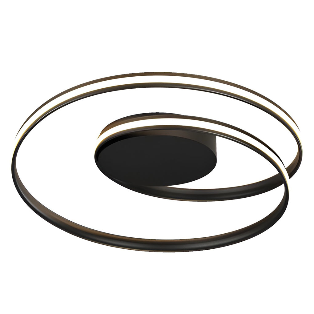 Modern Circular LED Flush-Mount Ceiling Light — Iron & Aluminum, 19.7" Diameter, Stepless Dimming with Remote Control