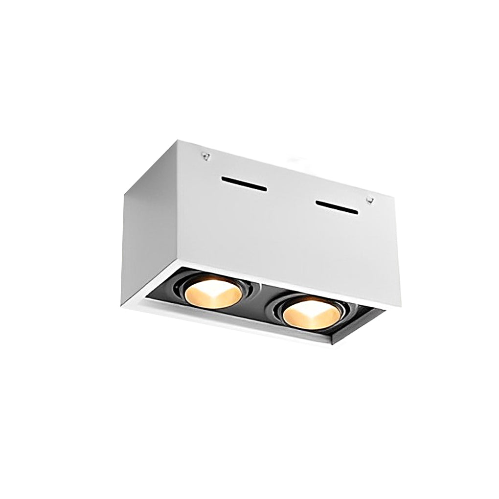 Modern Rectangular Surface-Mount Spotlight — Aluminum, 2-Light, 18W LED, 360° Adjustable, Anti-Glare