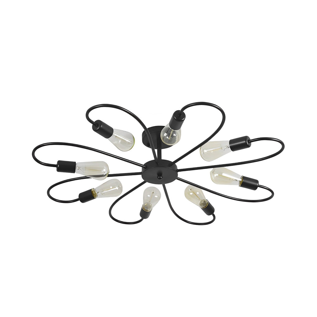 Flower Semi Flush-Mount Ceiling Light — Iron, 33.1" Diameter, Black or Gold Finish