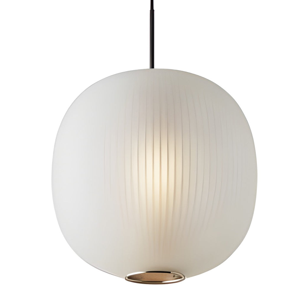 Round Lantern Pendant Light — Glass, LED, 9" Diameter, Black or White