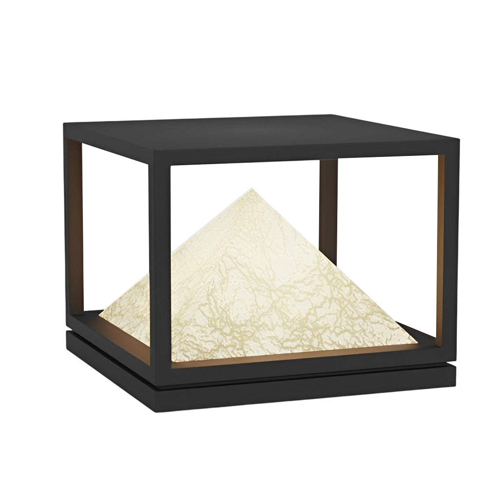 Modern Black Square Mountain LED Solar Pillar Lights - Waterproof IP65