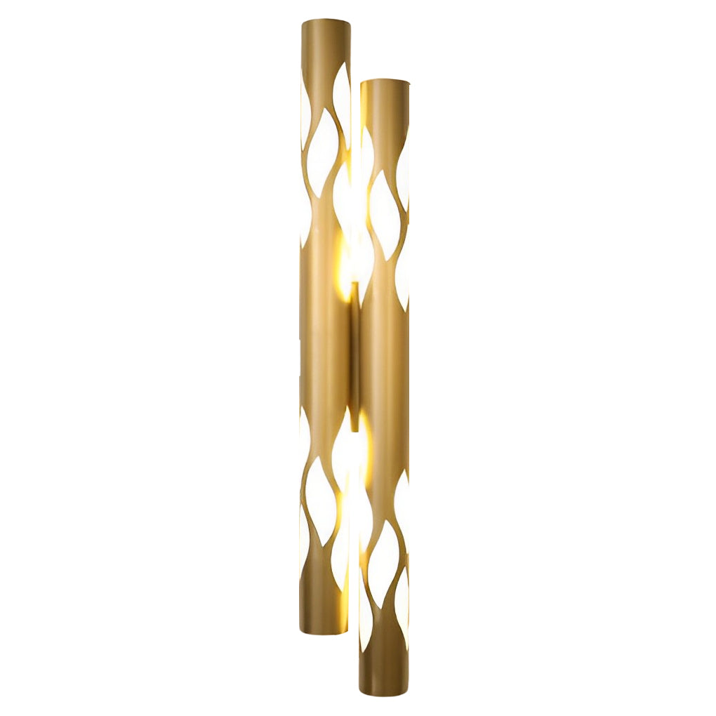 Flame Hollow Up/Down Wall Sconce — Metal and Acrylic, LED, 4" × 26", Black or Titanium Gold