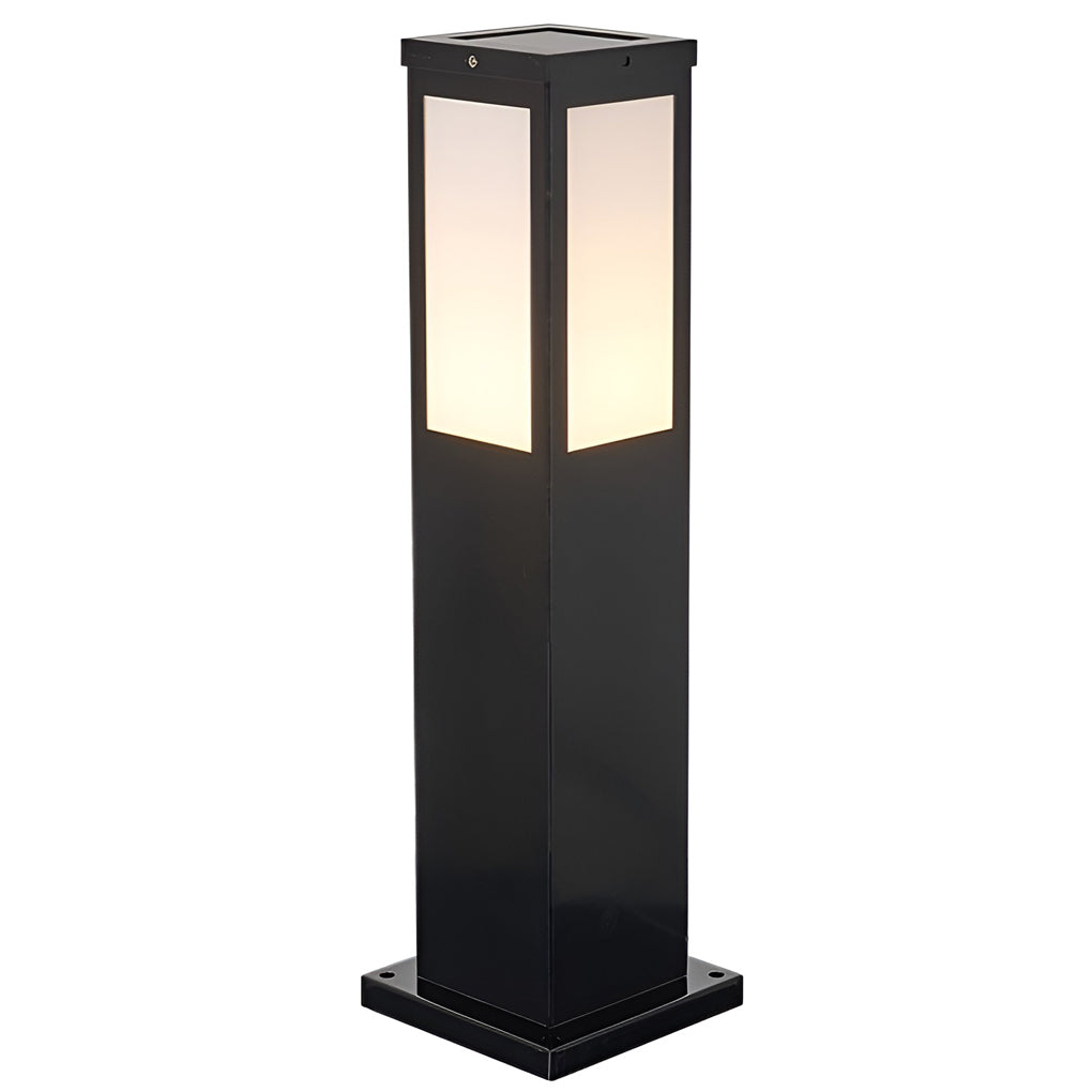 Square Industrial Solar Bollard Light — Black Iron and Acrylic, E27, Three-Step Dimming, Remote Control, IP65 Weatherproof