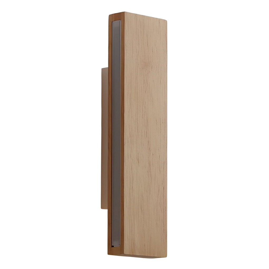 Minimalist Rectangular Wood LED Wall Sconce — Rotatable Acrylic Shade, Side Glow, 3000K, 8W / 12W / 20W